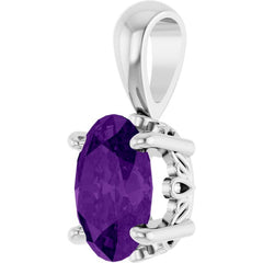 Sterling Silver Natural Amethyst Pendant