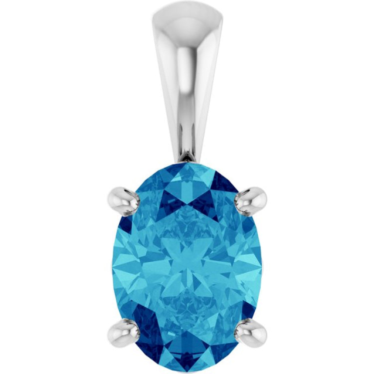 Sterling Silver Natural Blue Zircon Pendant