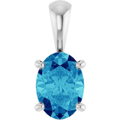 Sterling Silver Natural Blue Zircon Pendant