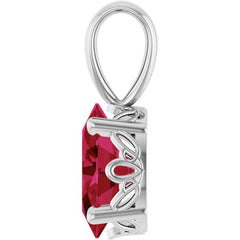 Sterling Silver Lab-Grown Ruby Pendant