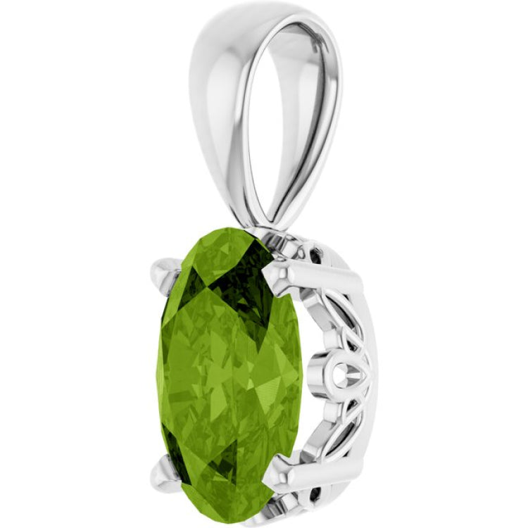 Sterling Silver Natural Peridot Pendant