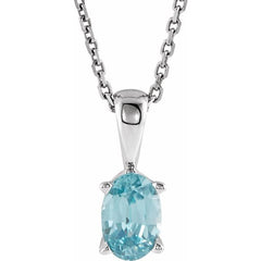 Sterling Silver Natural Blue Zircon 16-18" Necklace