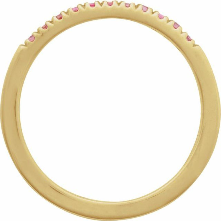 14K Yellow Gold Vermeil Natural Pink Tourmaline Stackable Ring