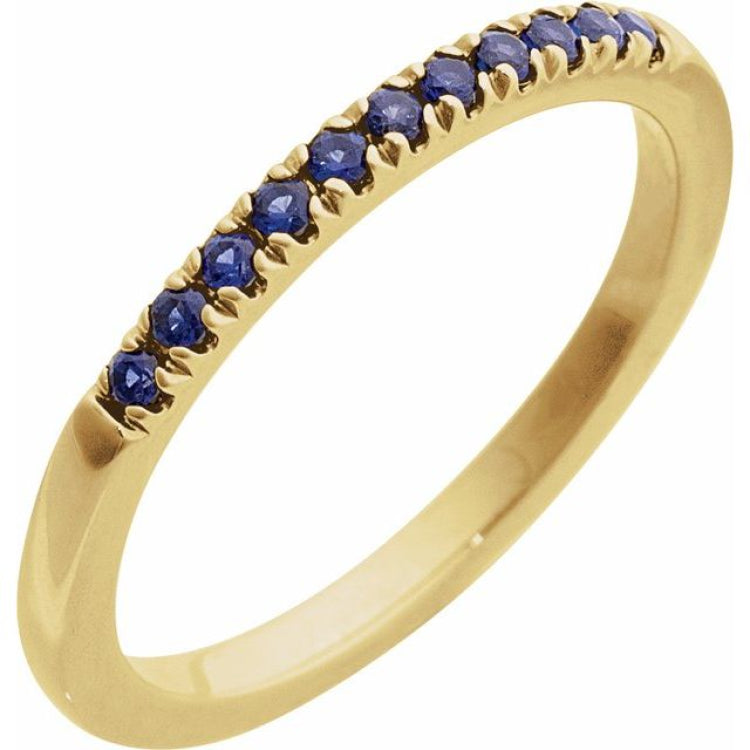 14K Yellow Gold Vermeil Lab-Grown Blue Sapphire Stackable Ring
