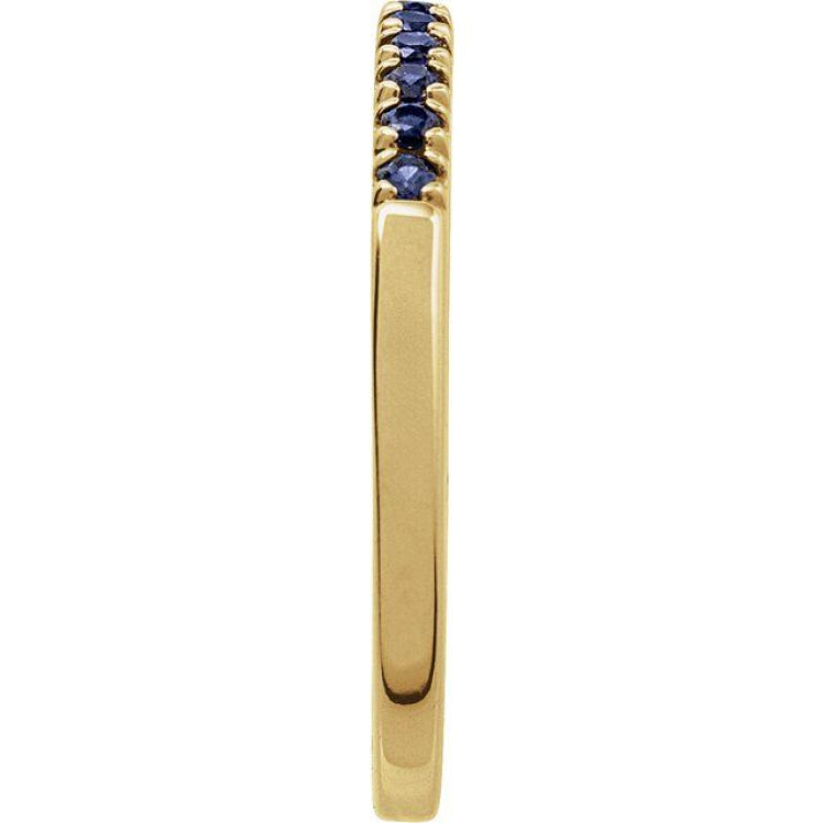 14K Yellow Gold Vermeil Lab-Grown Blue Sapphire Stackable Ring