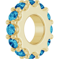 18K Yellow Gold-Plated Sterling Silver Natural Blue Zircon Spacer Charm/Pendant