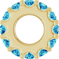 18K Yellow Gold-Plated Sterling Silver Natural Blue Zircon Spacer Charm/Pendant