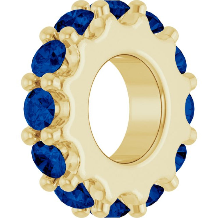 18K Yellow Gold-Plated Sterling Silver Lab-Grown Blue Sapphire Spacer Charm/Pendant