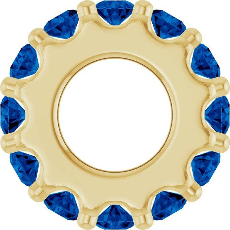 18K Yellow Gold-Plated Sterling Silver Lab-Grown Blue Sapphire Spacer Charm/Pendant