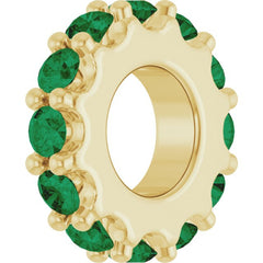 18K Yellow Gold-Plated Sterling Silver Lab-Grown Emerald Spacer Charm/Pendant