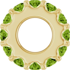 18K Yellow Gold-Plated Sterling Silver Natural Peridot Spacer Charm/Pendant