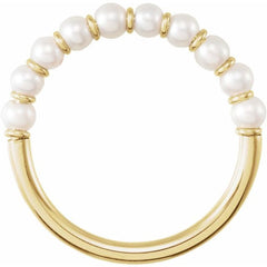14K Yellow Gold Vermeil Cultured White Freshwater Pearl Ring