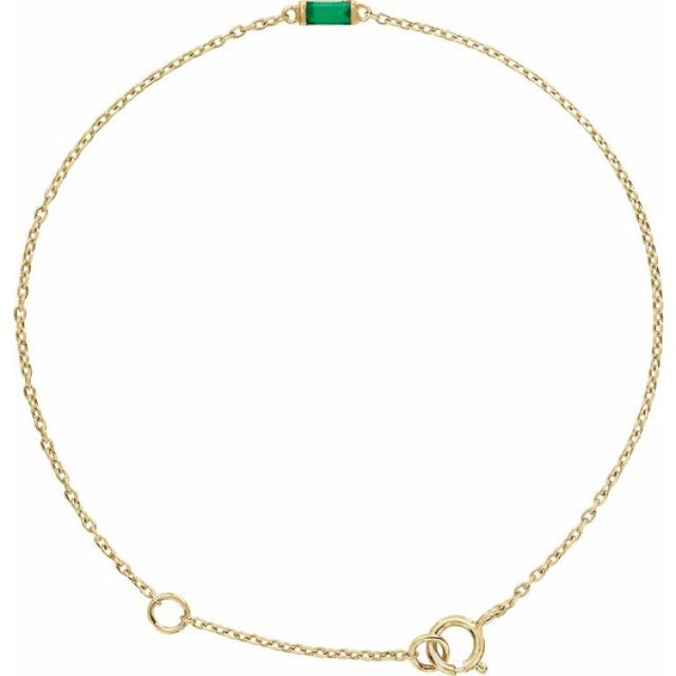 14K Yellow Gold Lab-Grown Emerald 6 1/2-7 1/2" Bracelet