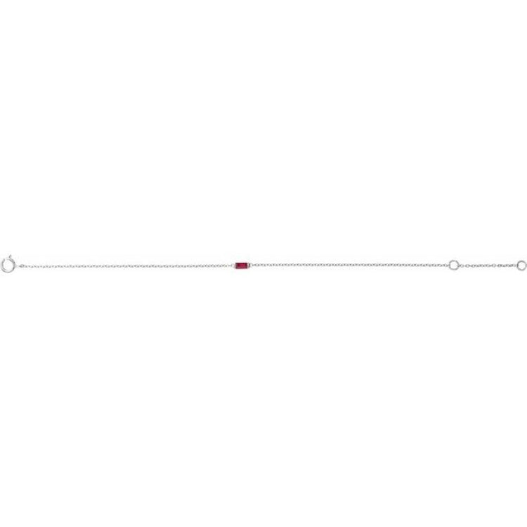 Sterling Silver Lab-Grown Ruby 6 1/2-7 1/2" Bracelet