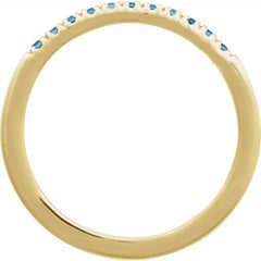 14K Yellow Gold Vermeil Natural London Blue Topaz Stackable Ring