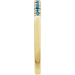 14K Yellow Gold Vermeil Natural London Blue Topaz Stackable Ring