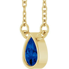 14K Yellow Gold Lab-Grown Blue Sapphire 18" Necklace