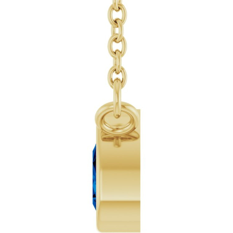 14K Yellow Gold Lab-Grown Blue Sapphire 18" Necklace