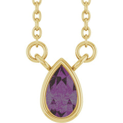 14K Yellow Gold Lab-Grown Alexandrite 18" Necklace