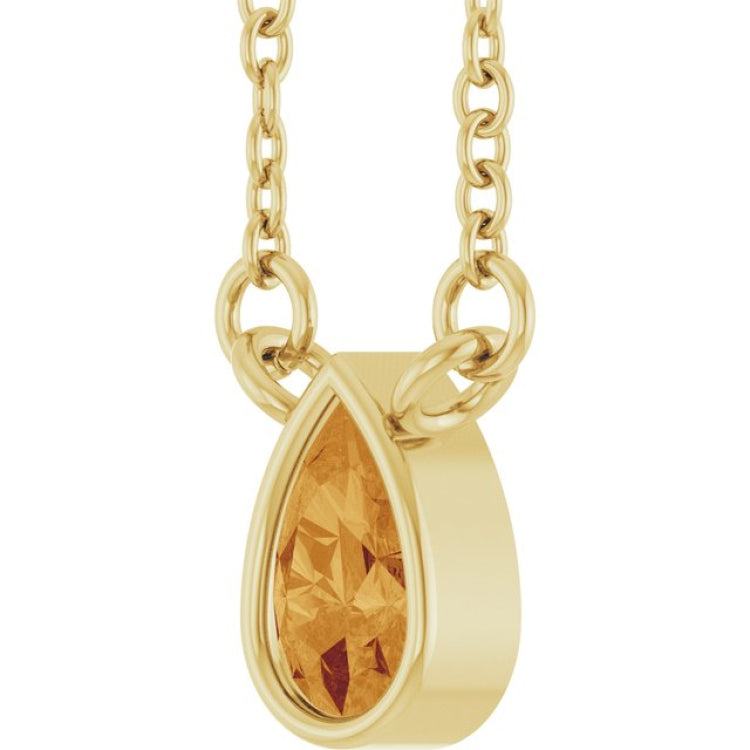 14K Yellow Gold Natural Citrine 18" Necklace