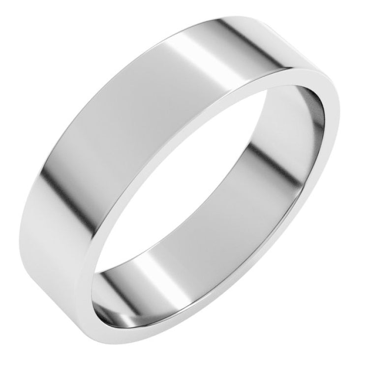 10K White Gold 5 mm Flat Band Size 6.5