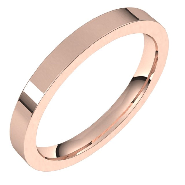 14K Rose Gold 2.5 mm Comfort-Fit Flat Band Size 7.5