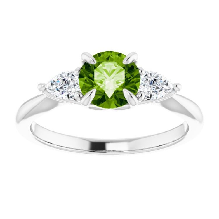 14K White Gold Natural Peridot & 1/4 CTW Natural Diamond Ring