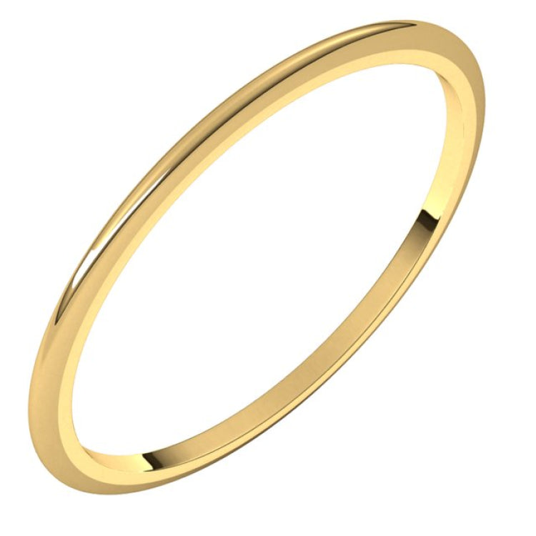 10K Yellow Gold 1 mm Half Round Band Size 2