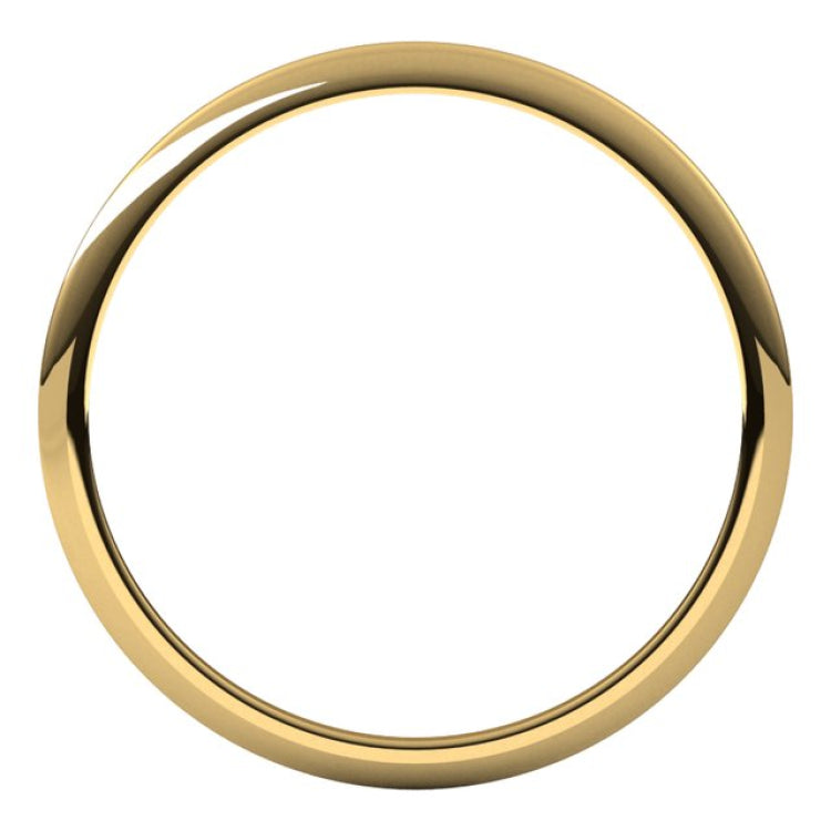 10K Yellow Gold 1 mm Half Round Band Size 2