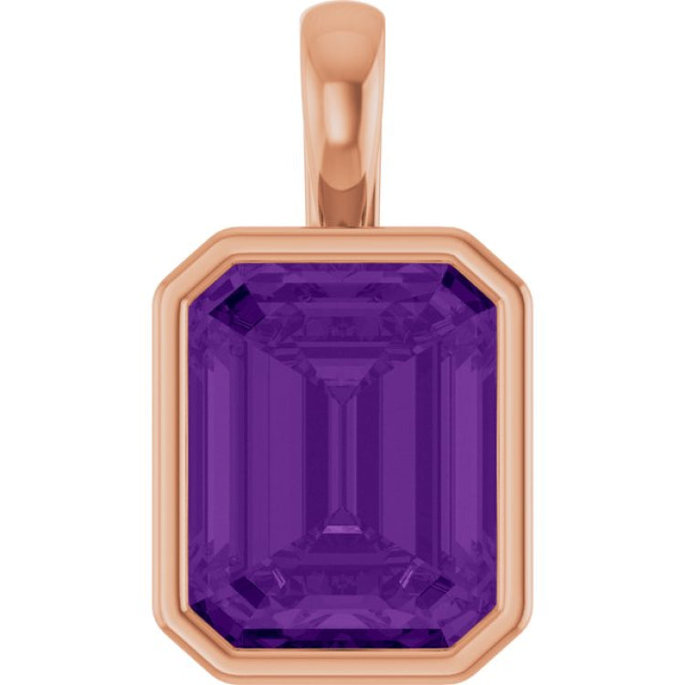 14K Rose Gold Natural Amethyst Pendant