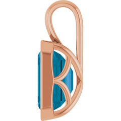 14K Rose Gold Natural London Blue Topaz Pendant