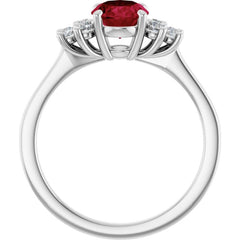 14K White Gold Lab-Grown Ruby & 1/6 CTW Lab-Grown Diamond Ring