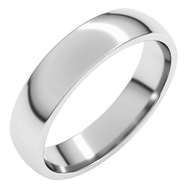 14K White Gold 4.5 mm mm Half Round Comfort Fit Light Band Size 7