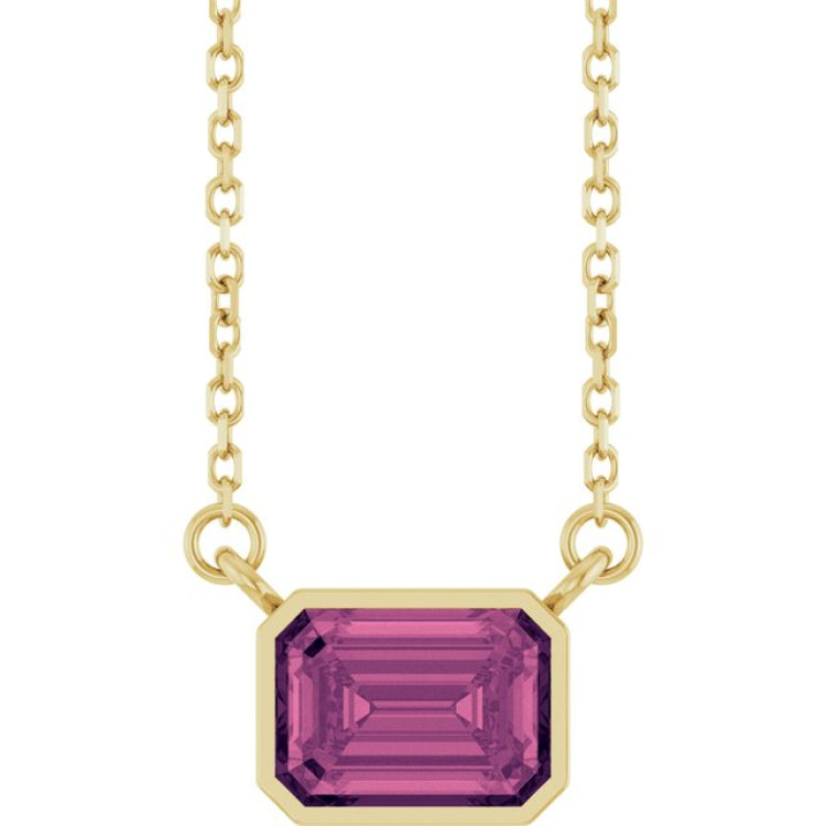 14K Yellow Gold Natural Pink Tourmaline 18" Necklace