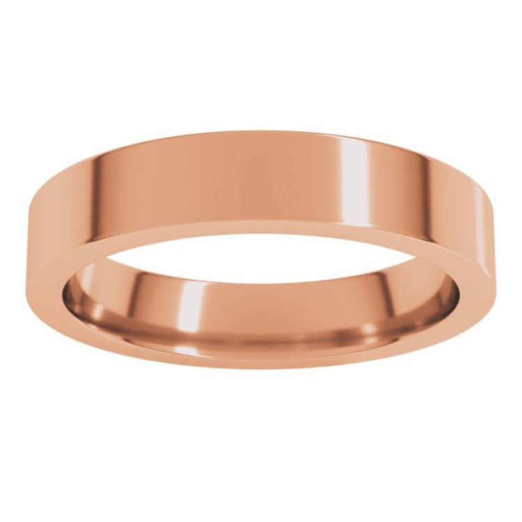 10K Rose Gold 4 mm Comfort-Fit Flat Band Size 8.5