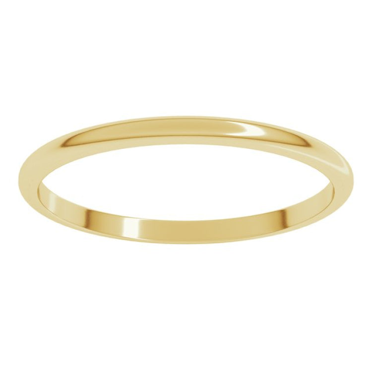 10K Yellow Gold 1.5 mm Lightweight Half Round Band Size 7.5