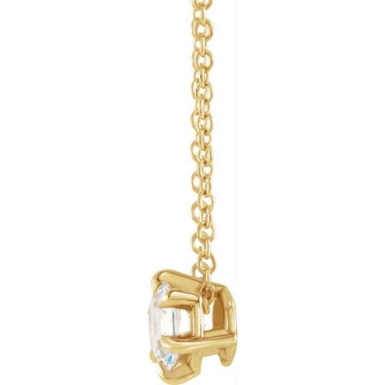 14K Yellow Gold 5/8 CT Lab-Grown Diamond Solitaire 16-18" Necklace