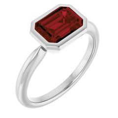 Sterling Silver Natural Mozambique Garnet Solitaire Ring