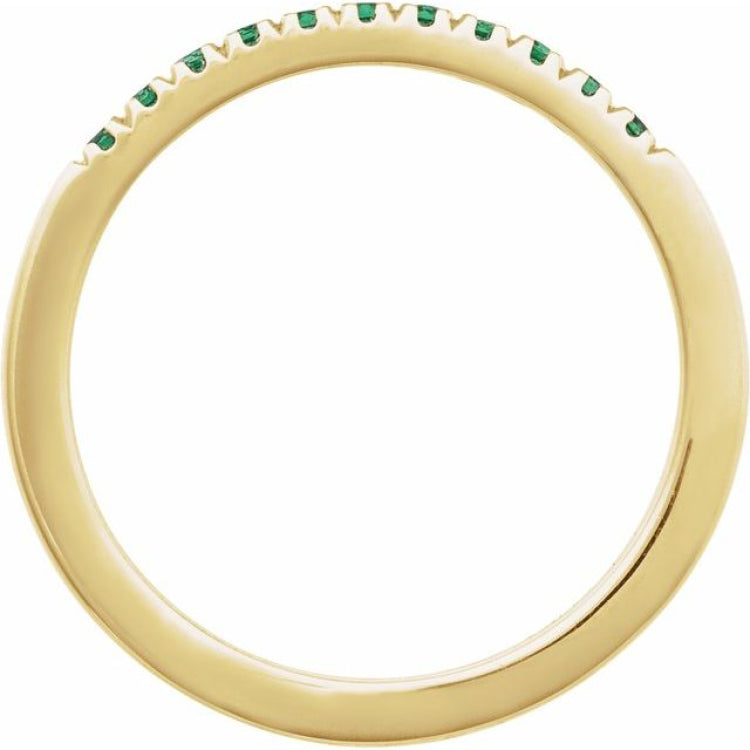 14K Yellow Gold Vermeil Lab-Grown Emerald Stackable Ring