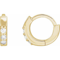 14K Yellow Gold .03 CTW Lab-Grown Diamond Hinged 8 mm Hoop Earrings