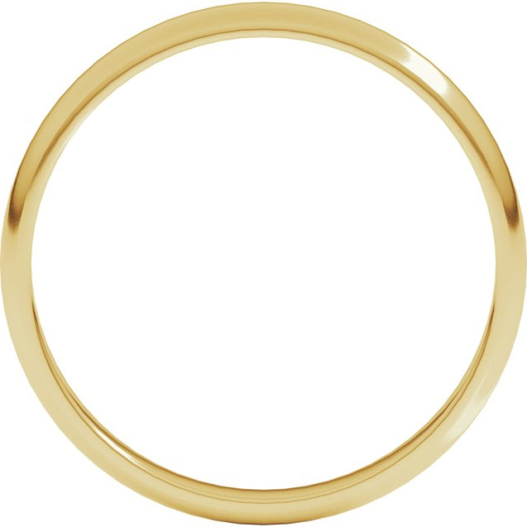 14K Yellow Gold 2.5 mm Lightweight Half Round Band Size 8