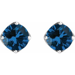 14K White Gold  6 mm Round Lab-Grown Blue Sapphire Woven-Design Earrings