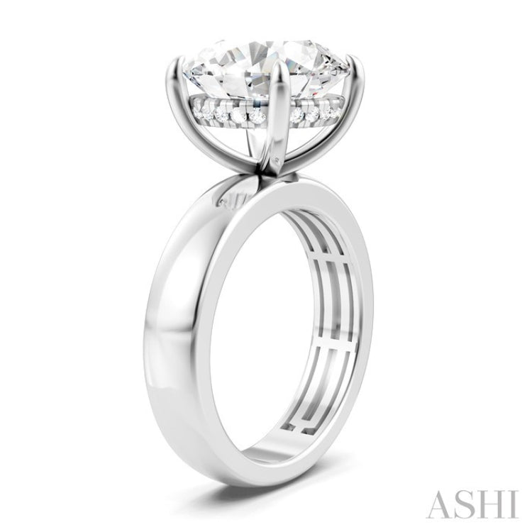 1/8 Ctw Round Shape Round Cut Diamond Semi-Mount Engagement Ring in 14K White Gold