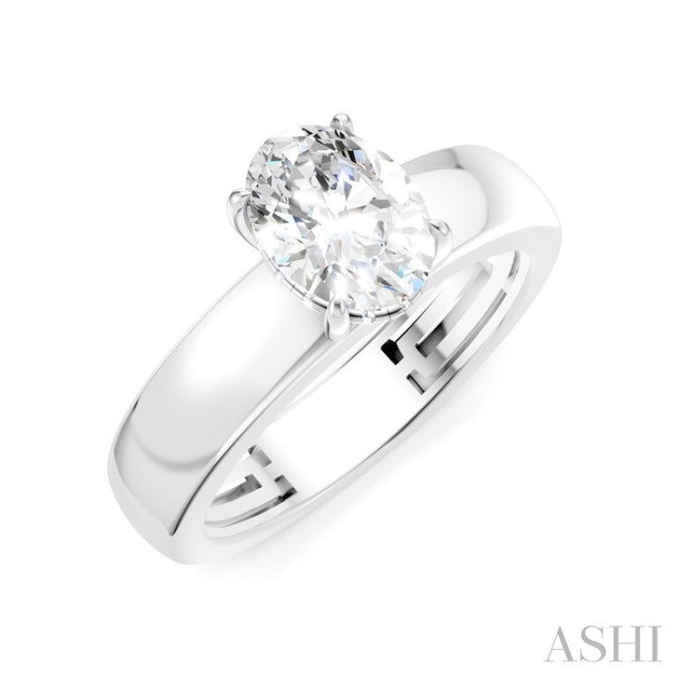 1/20 Ctw Oval Shape Round Cut Diamond Semi-Mount Engagement Ring in 14K White Gold