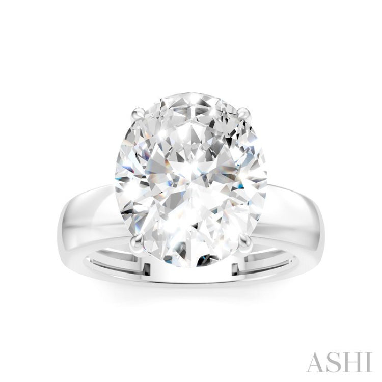 1/8 Ctw Oval Shape Round Cut Diamond Semi-Mount Engagement Ring in 14K White Gold