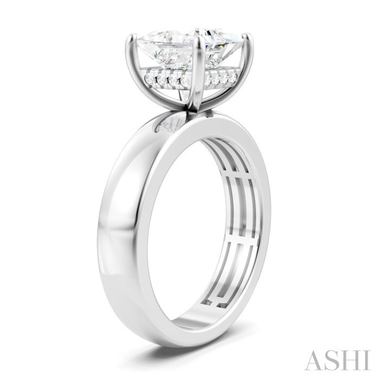 1/10 Ctw Princess Shape Round Cut Diamond Semi-Mount Engagement Ring in 14K White Gold