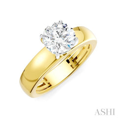 1/20 Ctw Round Shape Round Cut Diamond Semi-Mount Engagement Ring in 14K Yellow and White Gold