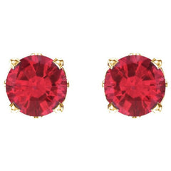 14K Yellow Gold Lab-Grown Ruby Scroll Setting® Stud Earrings