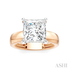 1/8 Ctw Princess Shape Round Cut Diamond Semi-Mount Engagement Ring in 14K Rose and White Gold