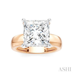 1/8 Ctw Princess Shape Round Cut Diamond Semi-Mount Engagement Ring in 14K Rose and White Gold